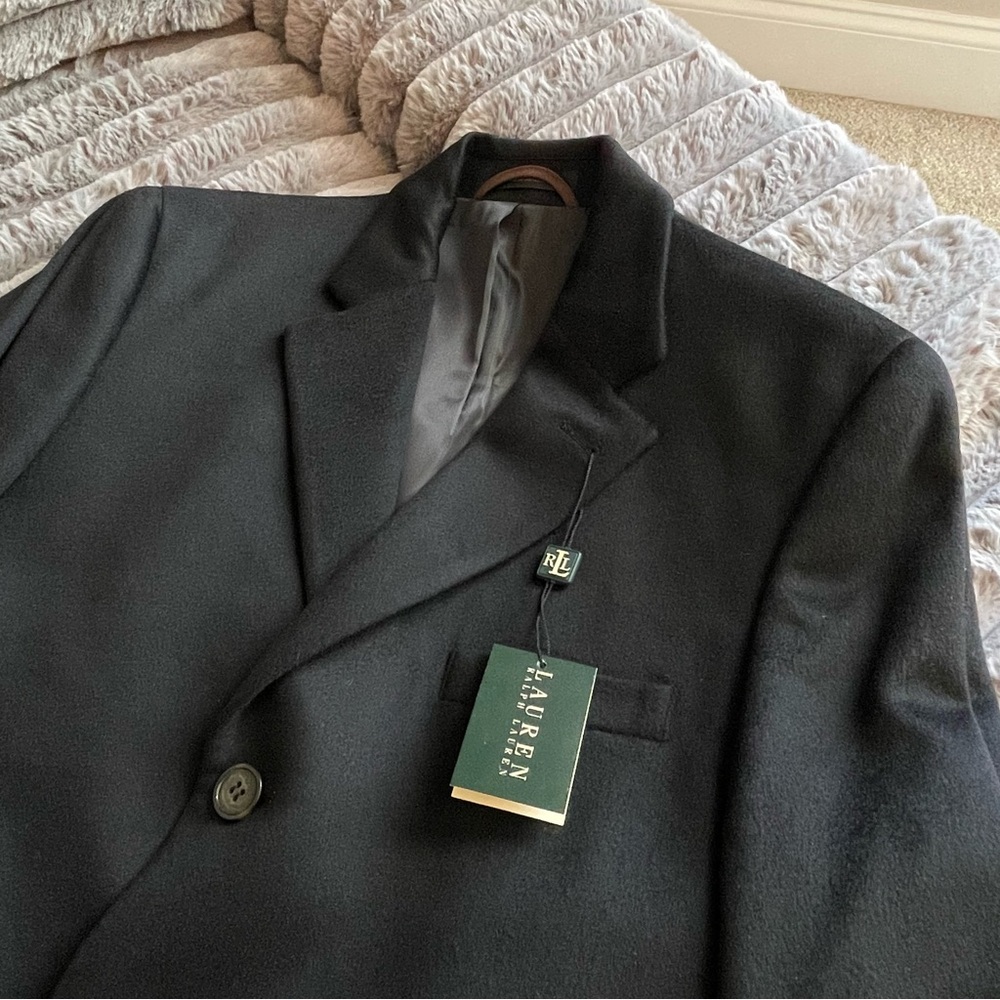 NEW WITH TAGS Lauren Ralph Lauren 100% Chasmere Mid length Black Coat 40R - Picture 3 of 8